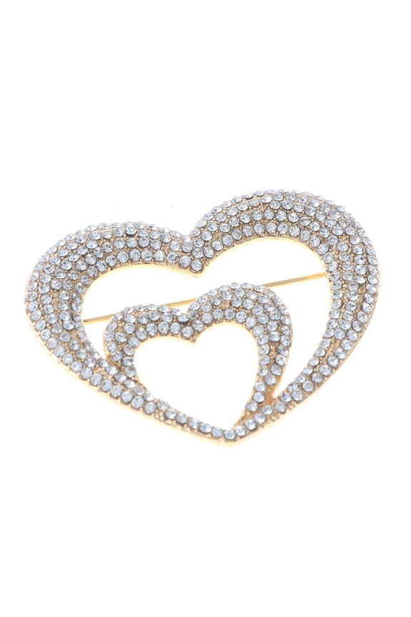 Crystal Heart Brooch