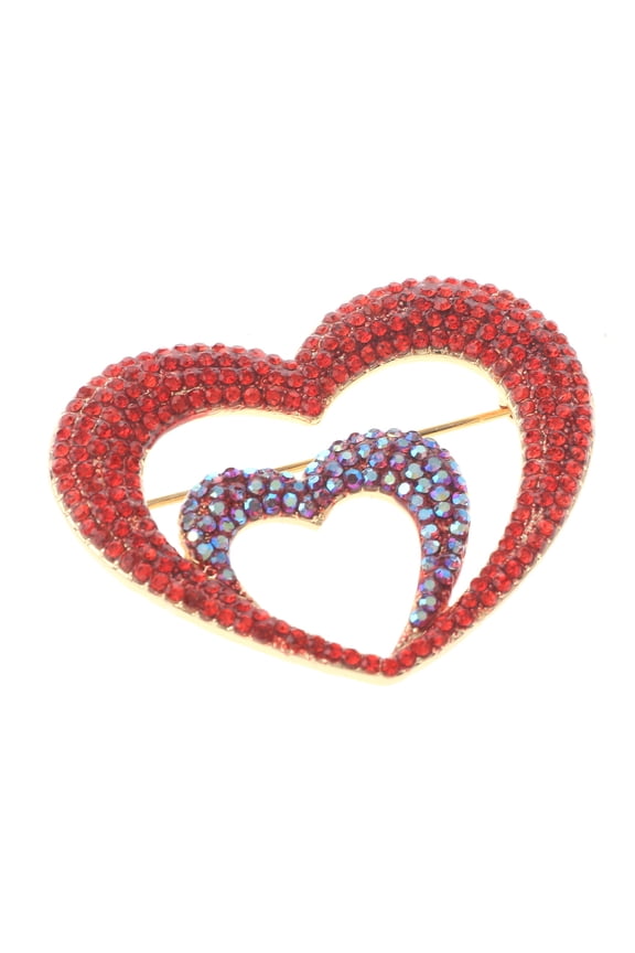 Crystal Heart Brooch
