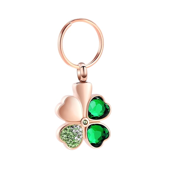 Crystal Heart Clover Pendent for Ashes and Chain Urn Keychain Lockets for Human Pet Ashes Holder Cremation Jewelry for Ashes