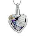 thumbnail image 1 of Crystal Heart Cremation Jewelry Butterfly Urn Necklaces for Ashes for Women Men with Birthstone Cremation Ashes Necklace for Human / Pet, 1 of 7
