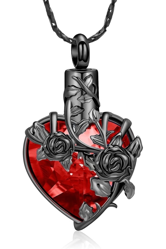 Crystal Heart Cremation Jewelry Flower Urn Necklace for Ashes for Women Human Pet Ashes Holder Pendant Keepsake Urn Memorial Ash Jewelry