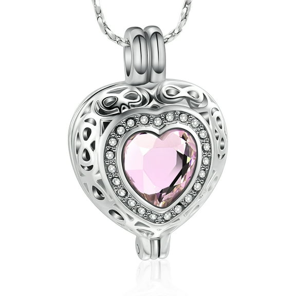 Crystal Heart Cremation Jewelry for Ashes Holder Pendent for Ashes and Chain