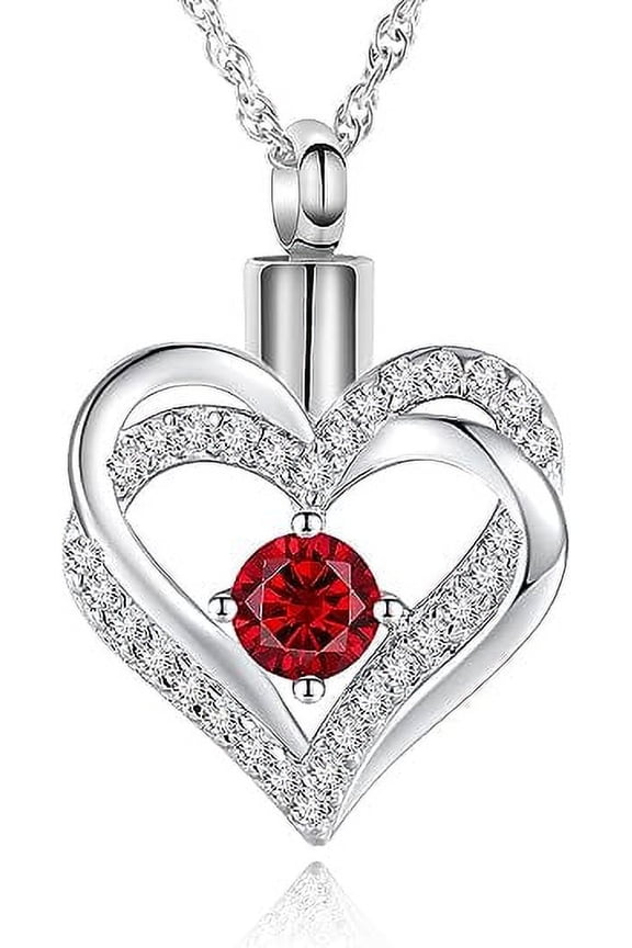 Crystal Heart Cremation Jewelry for Ashes Pendant - Crystal Heart Urn Necklace Mini Keepsake Urn Memorial Ash Jewelry Ashes Urn