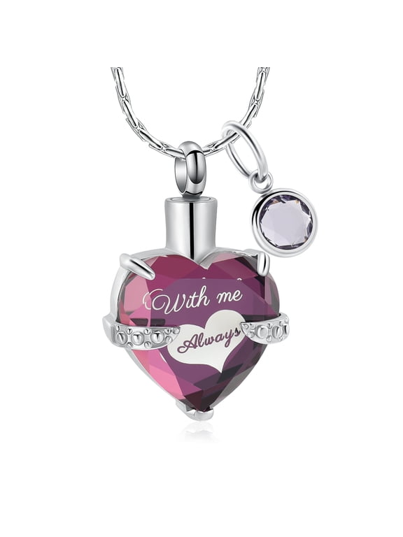 Crystal Heart Cremation Jewelry for Ashes Urn Necklace for Ashes of Loved One-With me always