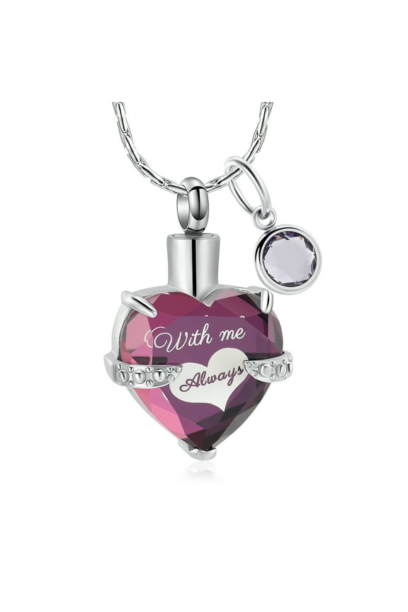 Crystal Heart Cremation Jewelry for Ashes Urn Necklace for Ashes of Loved One-With me always
