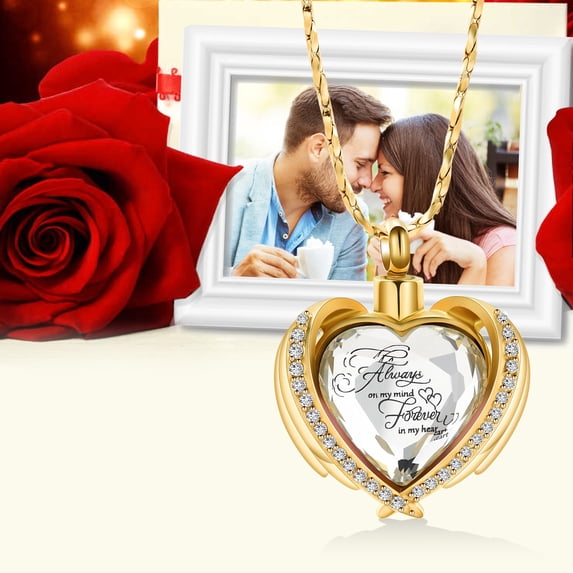 Crystal Heart Cremation Jewelry for Ashes Urn Neckless Lockets for Human Ashes Holder Memorial Jewelry