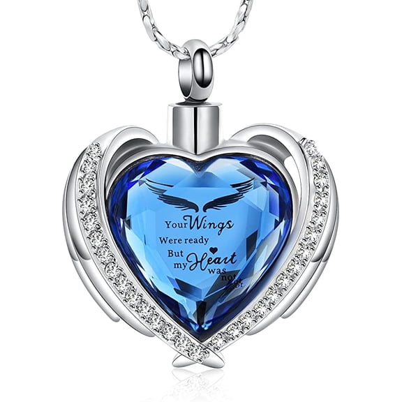 Crystal Heart Cremation Urn Necklace for Ashes Keepsake Cremation Jewelry Crystal Urn Necklace Urn Stainless Steel Memorial Pendant for Women Men Loved Ones