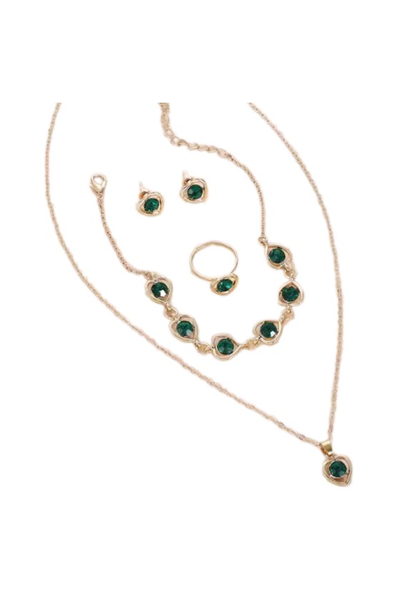 Crystal Heart Earrings Stylish Jewelry Set Elegant Everyday Wear Jewelry Alloy Texture Present for Trendsetters