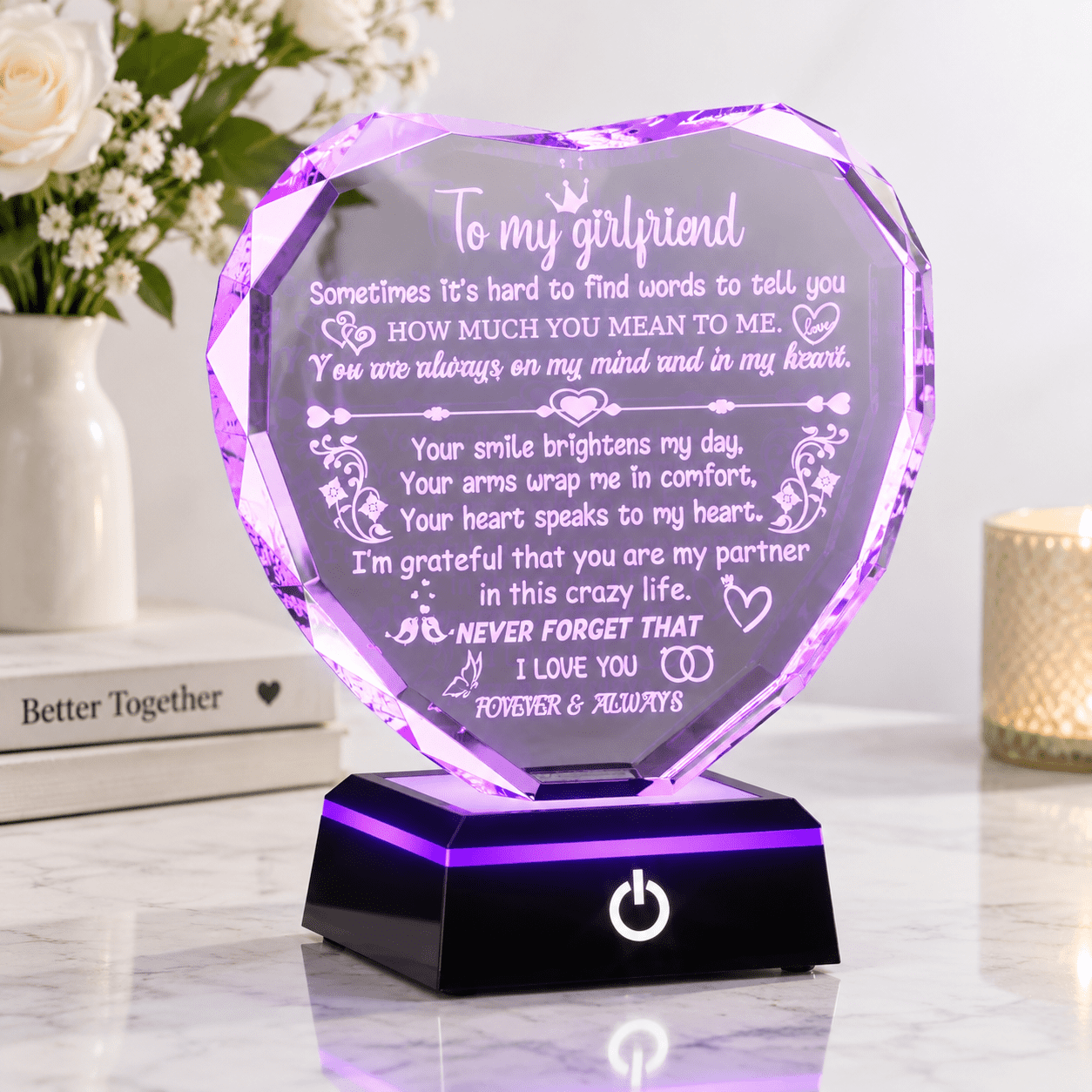 Crystal Heart Keepsake Plaque for Girlfriend, Ideal for Valentine’s Day ...