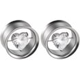 thumbnail image 1 of Crystal Heart Love Double Flared Tunnel Plugs Gauges Earrings for Women Men Unisex - Stainless Steel Cubic Zirconia Hearted Expander Stretcher Screw Ear Gauge Dainty Body Pierced Jewelry, 1 of 7