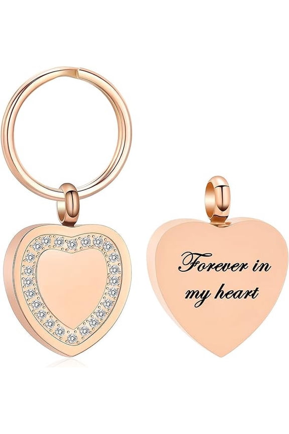 Crystal Heart Memorial Keepsake for Ashes Urn Cremation Jewelry Urn Keychain Heart Urn Keychain for Ashes