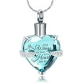 thumbnail image 1 of Crystal Heart Shape Cremation Jewelry Memorial Urn Necklace for Ashes, Angel Wings Stainless Steel Ash Holder Pendant Keepsake, 1 of 6
