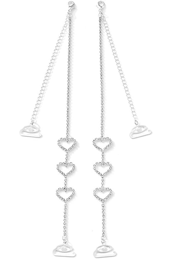 Crystal Heart Shoulder Chains Bra Straps for Women Sparkly Rhinestone with Love Hearts Adjustable Lingerie Strap Non-Slip Chain for Prom Dress Bridal Accessories Jewelry