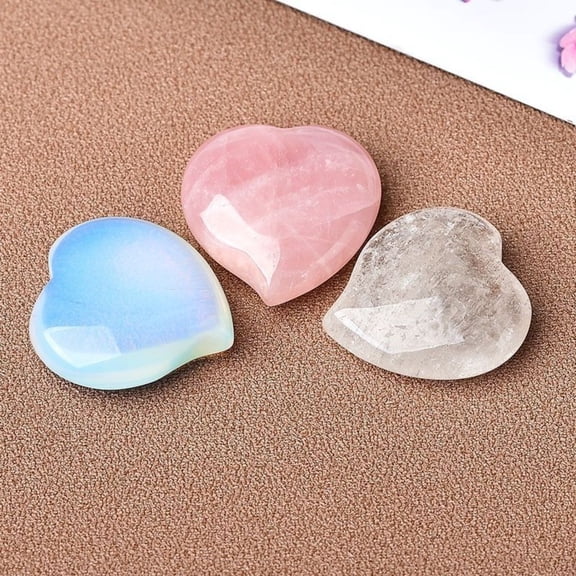 Crystal Heart Stone Peach Shape Wishing Stone Home Decoration Ornament Display Accessory for Desk or Gift 3 Piece Set