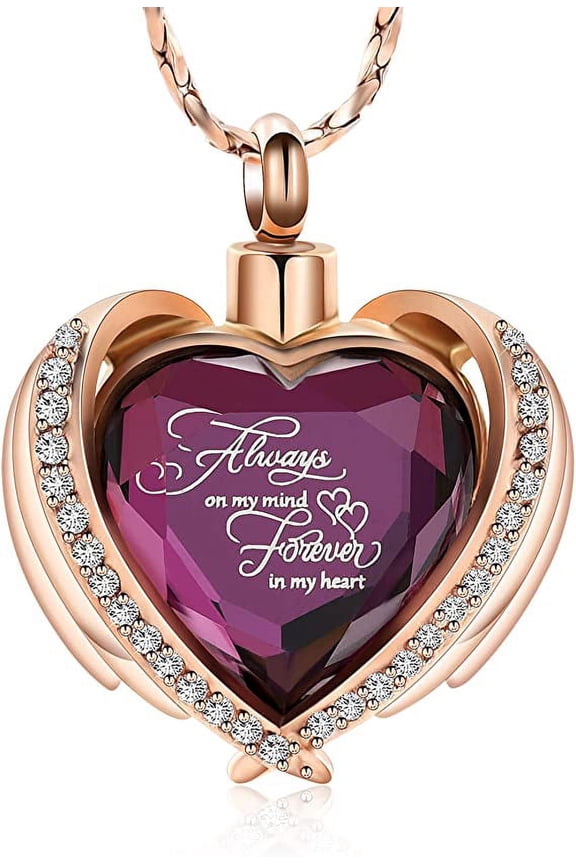 Crystal Heart Urn Necklace Mini Keepsake Cremation Jewelry Angel Wing Heart Urn Pendant