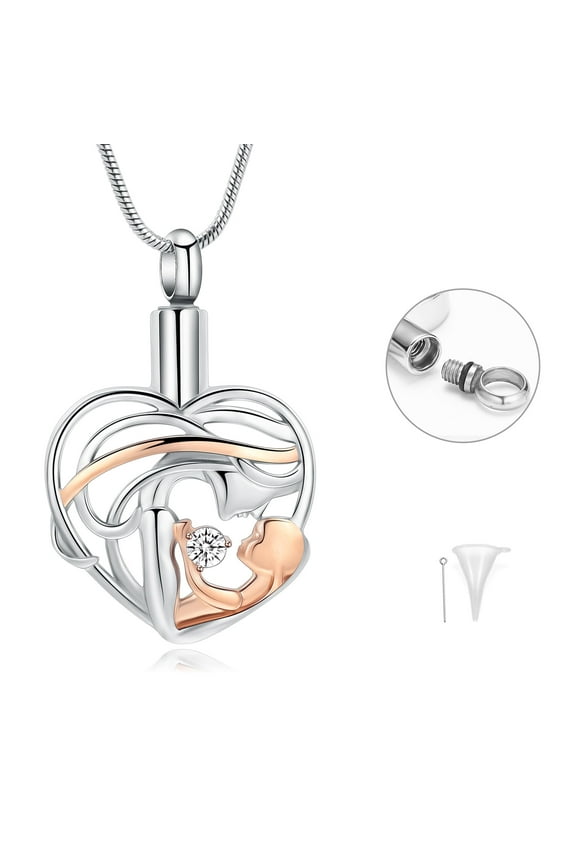 Crystal Heart Urn Necklace for Ashes Cremation Jewelry with Crystal Memorial Jewelry Gifts for Women for Mom /Mother/Grandmum/Son/Daughter