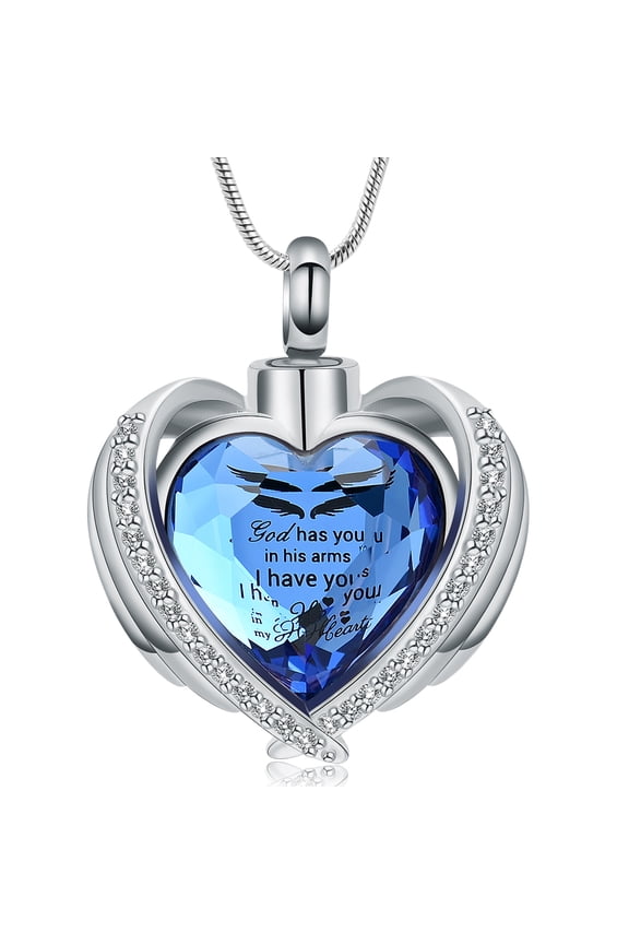 Crystal Heart Wings Cremation Jewelry Red Cardinal Urn Necklace for Ashes for Women /Always in My Heart Urn Locket Pendant Memorial Jewelry…