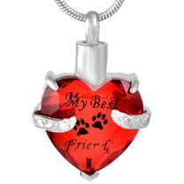 Crystal Heart with Paw Print Pet Cremation Urns for Dog Ashes Cat Ashes Cremation Jewelry for Ashes Urn Necklace Locket
