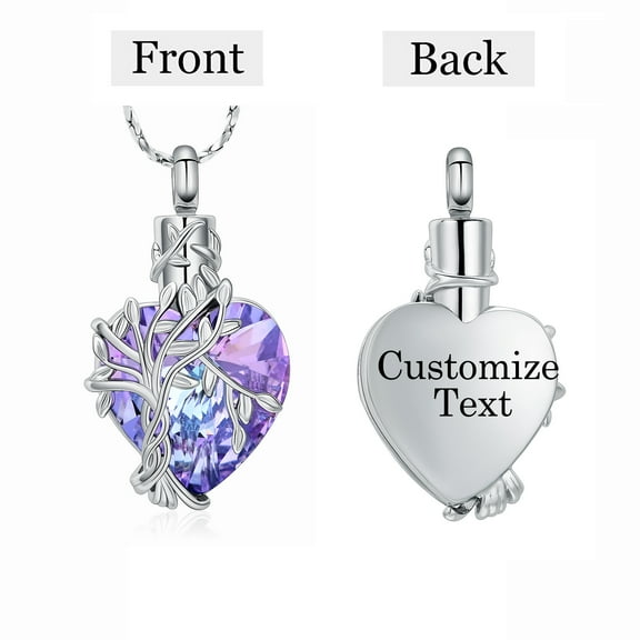 Crystal Heart with Tree of Life Necklace Urns for Cremation Ashes Holder Memorial Jewelry