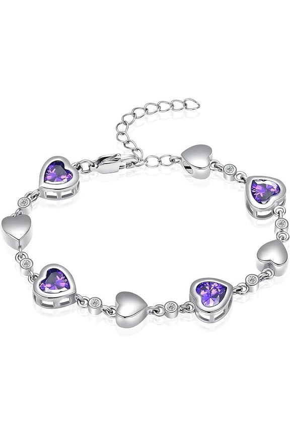 Crystal Heat Shape Urn Cremation Jewelry for Ashes Birthstone Heart Bracelet Urn Bracelet for Ashes Keepsake Bracelet for Women For Love Ones