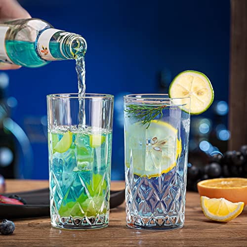 Aazon.co | Purple Highball Glasses Set Of 6 Tall Purple Drinking Glasses With Unique Vintage - View #5