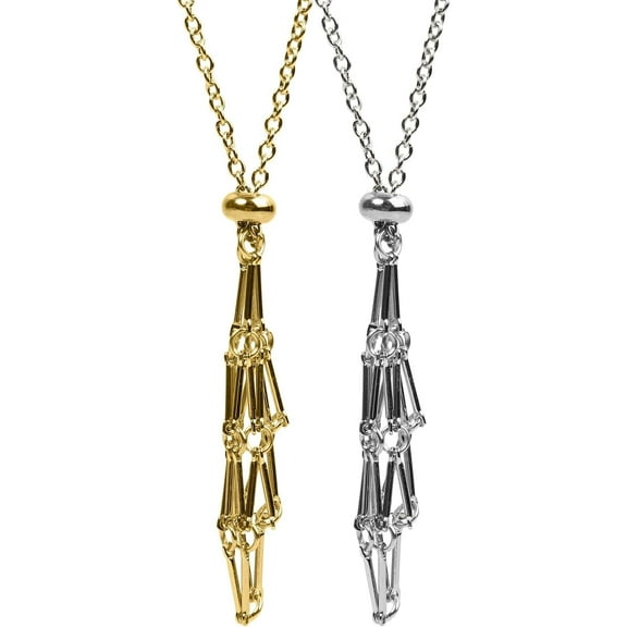 Crystal Holder Necklace, Stainless Steel Cage for Stone Adjustable Natural Crystal Cage Necklace Holder Necklace Quartz Natural Gemstone Jewelry for Women Men