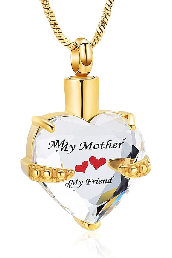 Crystal Hollow Heart Urn Necklace for Ashes Heart Pendant Ashes Keepsake Jewelry For Mom For Mother Cremation Memorial Gift