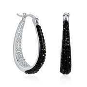 ZVVBOO Crystal Hoop Earrings Fashion Inside Out Crystal Paved Oval Shape Hoop Earrings for Women Girls