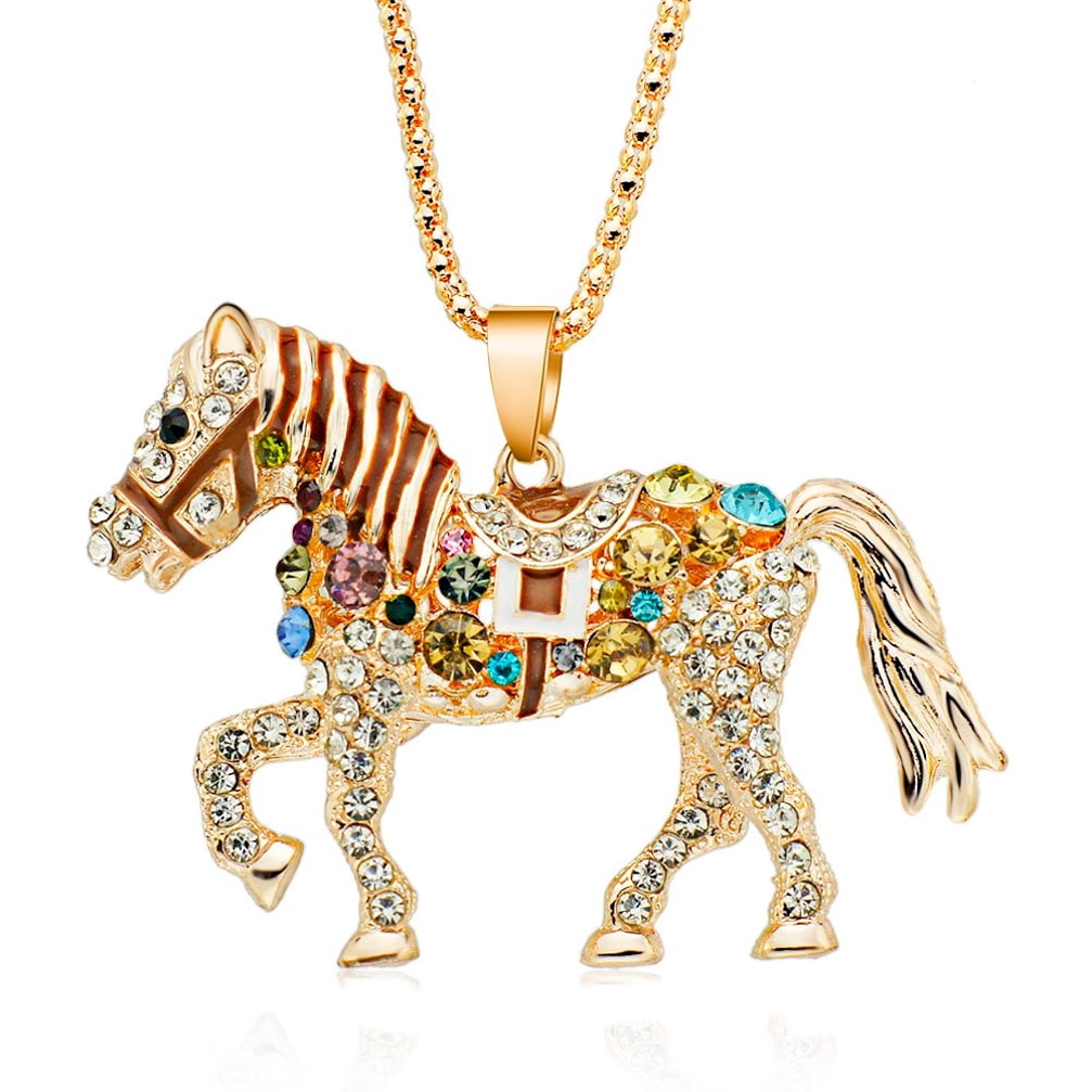 Crystal Horse Necklace Quality Multicolor Horse Pendant Woman Fashion ...