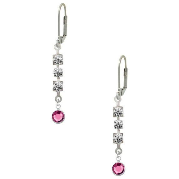 Crystal Hot Pink Channel Drop Crystal Madison Leverback Earrings