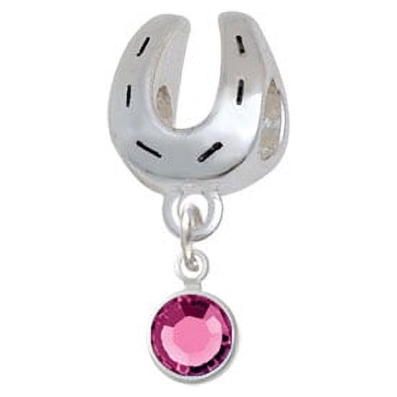 Crystal Hot Pink Channel Drop - Horseshoe Charm Bead