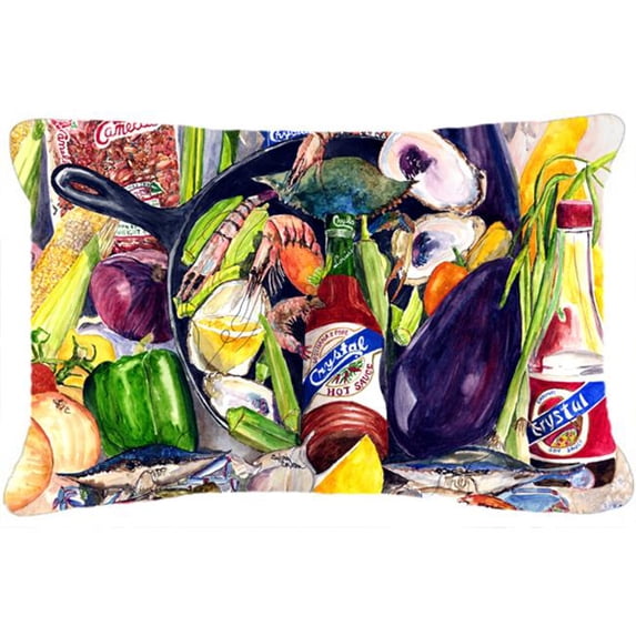 Crystal Hot Sauce With Camellia Beans And Black Skillet Canvas Fabric Decorative Pillow