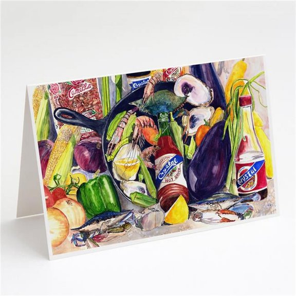 Crystal Hot Sauce with Camellia Beans & Black Skillet Greeting Cards & Envelopes - Pack of 8