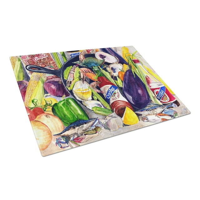 Crystal Hot Sauce with Camellia Beans and Black Skillet Glass Cutting Board Large