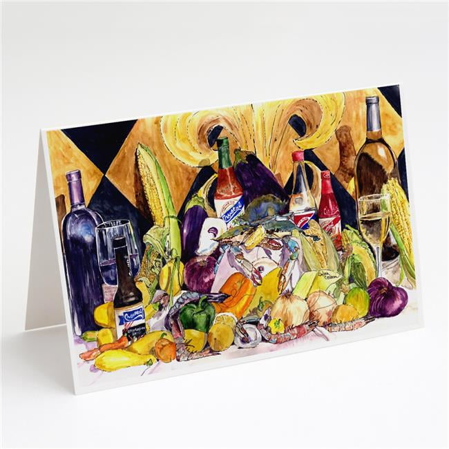 Crystal Hot Sauce with Fleur De Lis & Wine Greeting Cards & Envelopes - Pack of 8