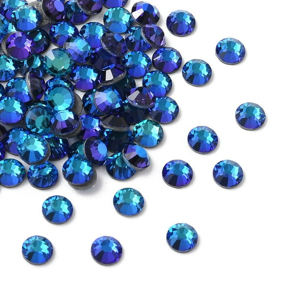 Crystal Hotfix Flatback Stones Czech Crystal Round(438 11 612 Chaton Rose VIVA 12 ) 00030 296 Bermuda Blue SS16(3.8~4mm)