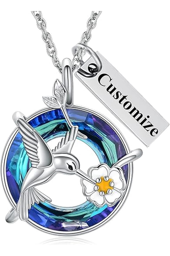 Crystal Hummingbird Ashes Urn Cremation Jewelry Crystal Circle Urn Ashes Necklace for Women Men Memorial Keepsake Necklace of Loved One