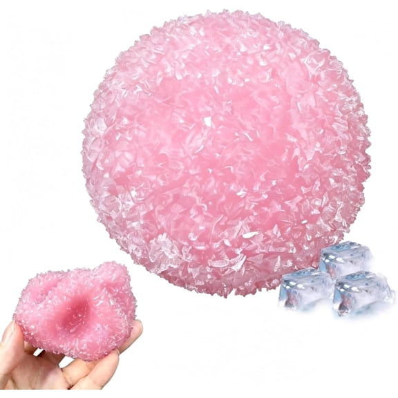 Crystal Ice Textured Squeeze Ball, Frosty Surface Rubber Pressure Relief Tool, Multicolor Cold-Use Hand Relaxation Ball for Office & Daily Stress Management(Hot Pink iceball)