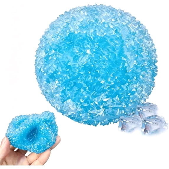 Crystal Ice Textured Squeeze Ball, Frosty Surface Rubber Pressure Relief Tool, Multicolor Cold-Use Hand Relaxation Ball for Office & Daily Stress Management(Blue iceball)