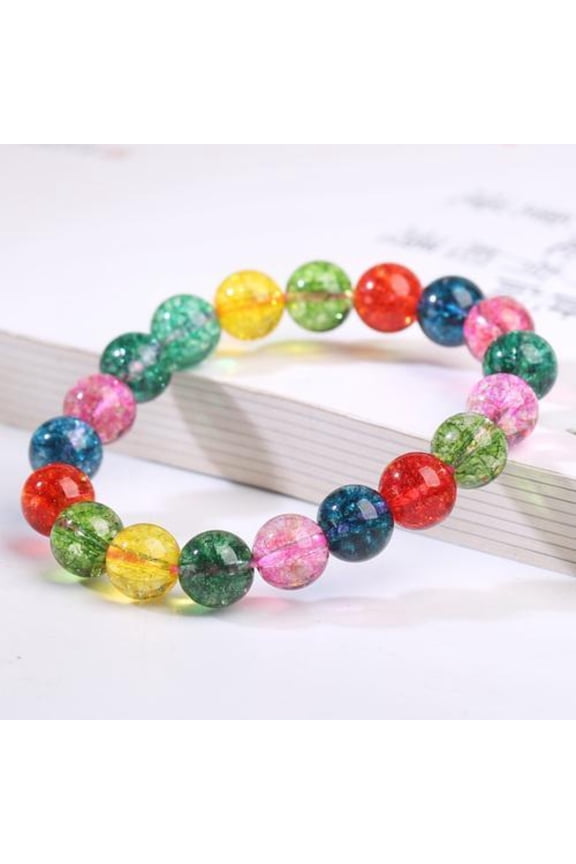 Crystal Ice Watermelon Candy Bead Bracelet 10mm Round Beads Stretch Elastic Jewelry for Women Girls Gift Accessory