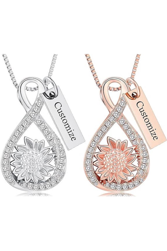 Crystal Infinity Urn Necklace for Ashes Cremation Jewelry for Women Sunflower Urn Ashes Keepsake Memorial Gift for Mother/Grandma/Sister/Husband/Aunt/Love Ones