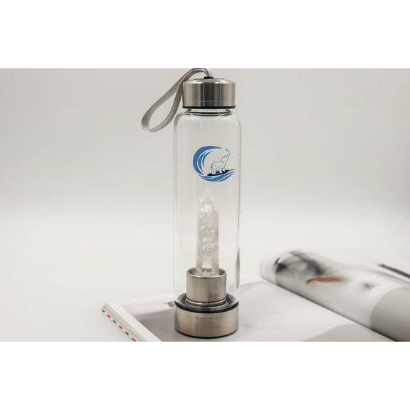 Crystal-Infused Water Bottle White/Clear Quartz