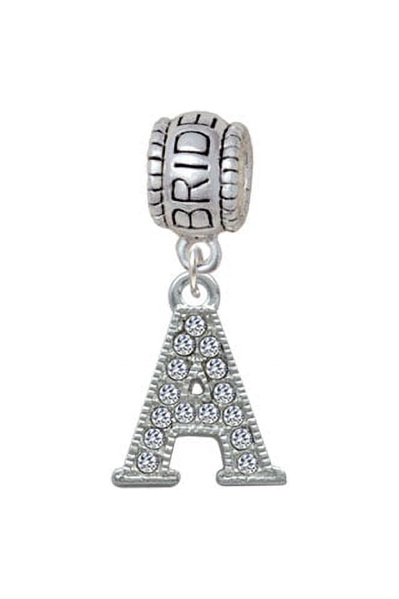 Crystal Initial - A - Beaded Border - Bride Charm Bead