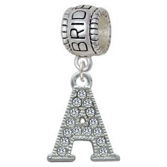 Crystal Initial - A - Beaded Border - Bridesmaid Charm Bead