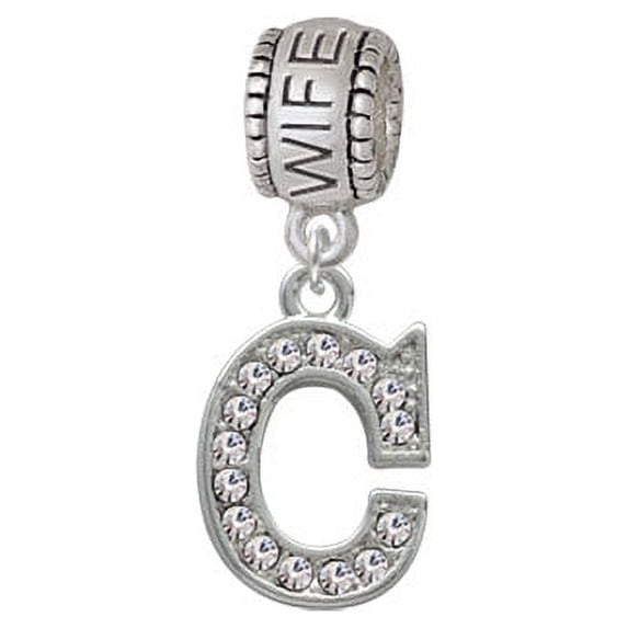 Crystal Initial - C - Beaded Border - Wife Charm Bead