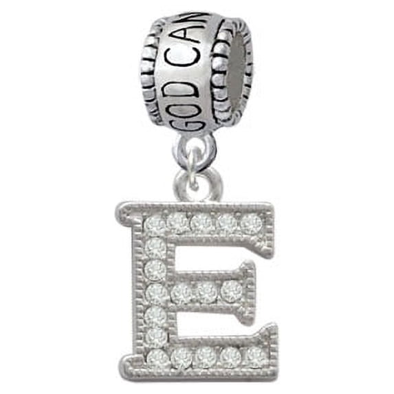 Crystal Initial - E - Beaded Border - God Can Charm Bead