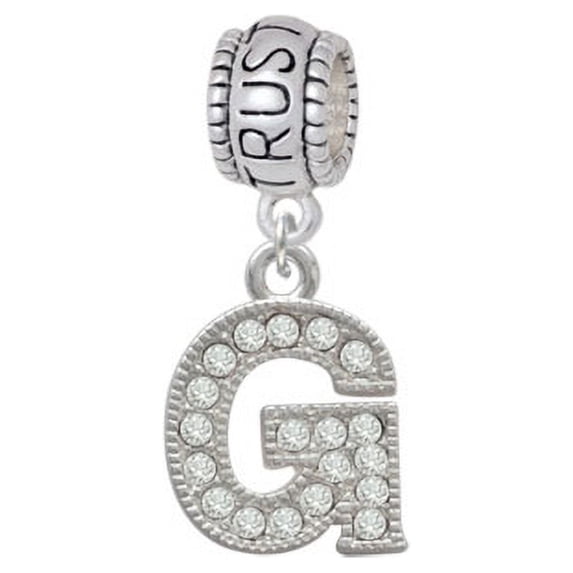 Crystal Initial - G - Beaded Border - Trust In God Charm Bead
