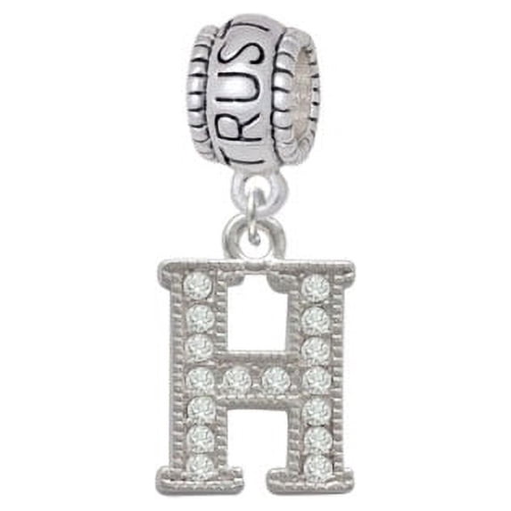 Crystal Initial - H - Beaded Border - Trust In God Charm Bead