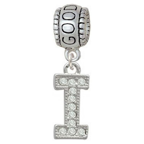 Crystal Initial - I - Beaded Border - Good Luck Charm Bead
