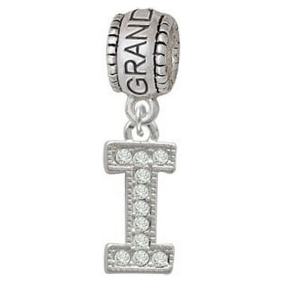 Crystal Initial - I - Beaded Border - Granddaughter Charm Bead
